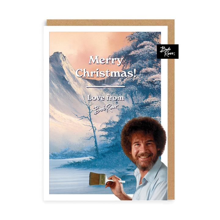 Snowy Mountain Tree Bob Ross Christmas Card - Penny Black