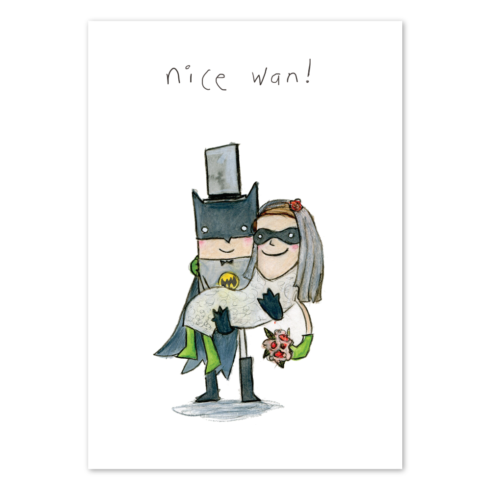 Nice Wan Bat Boy Wedding Card - Penny Black