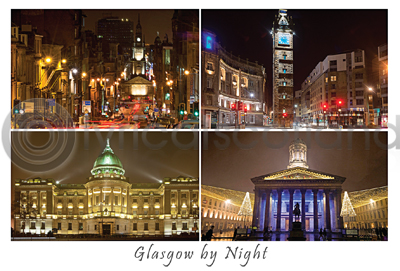 Glasgow By Night Postcard Greeting Card