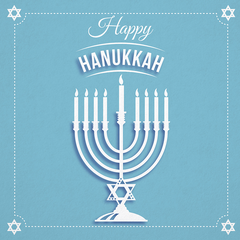 Happy Hanukkah Turquoise Greeting Card