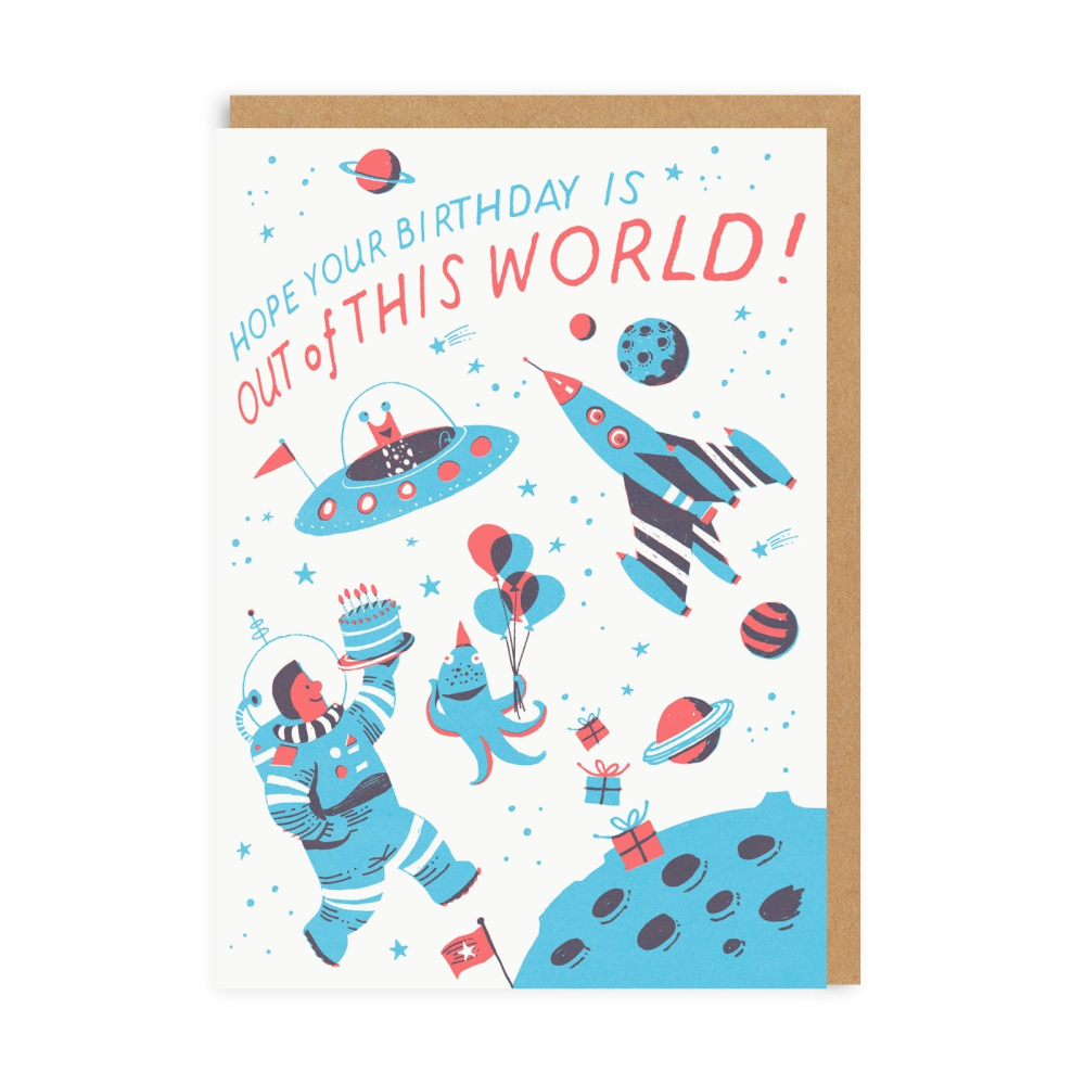 Space Birthday Greeting Card