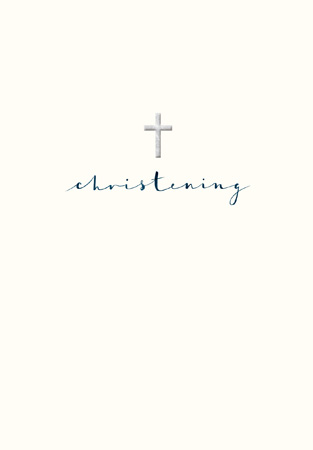 Silver Cross Christening Card - Penny Black