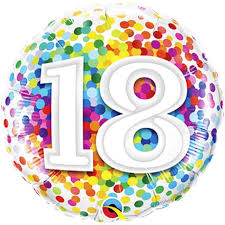 18th Birthday Rainbow Confetti 18" Foil Balloon - Penny Black