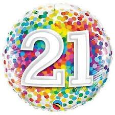 21st Birthday Rainbow Confetti Foil 18" Balloon - Penny Black