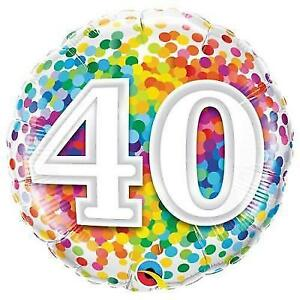 40th Birthday Rainbow Confetti Foil 18&quot; Balloon - Penny Black