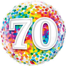 70th Birthday Rainbow Confetti 18&quot; Foil Balloon - Penny Black