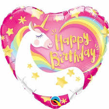 Magical Unicorn Birthday Heart Shaped 18&quot; Foil Balloon - Penny Black