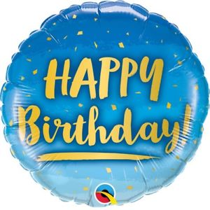 Happy Birthday Gold & Blue 18" Foil Balloon - Penny Black