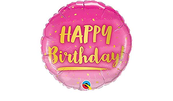 Happy Birthday Gold &amp; Pink 18&quot; Foil Balloon - Penny Black