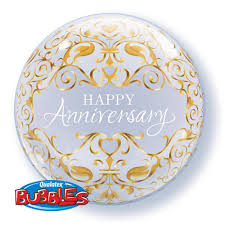 Happy Anniversary 18" Bubble Balloon - Penny Black
