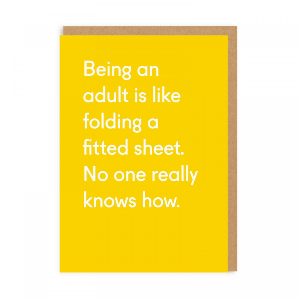 Being An Adult Is Like Folding A Fitted Sheet Card - Penny Black