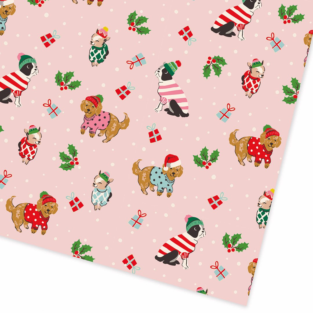 Cath Kidston Christmas Puppies Gift Wrapping Paper Sheet