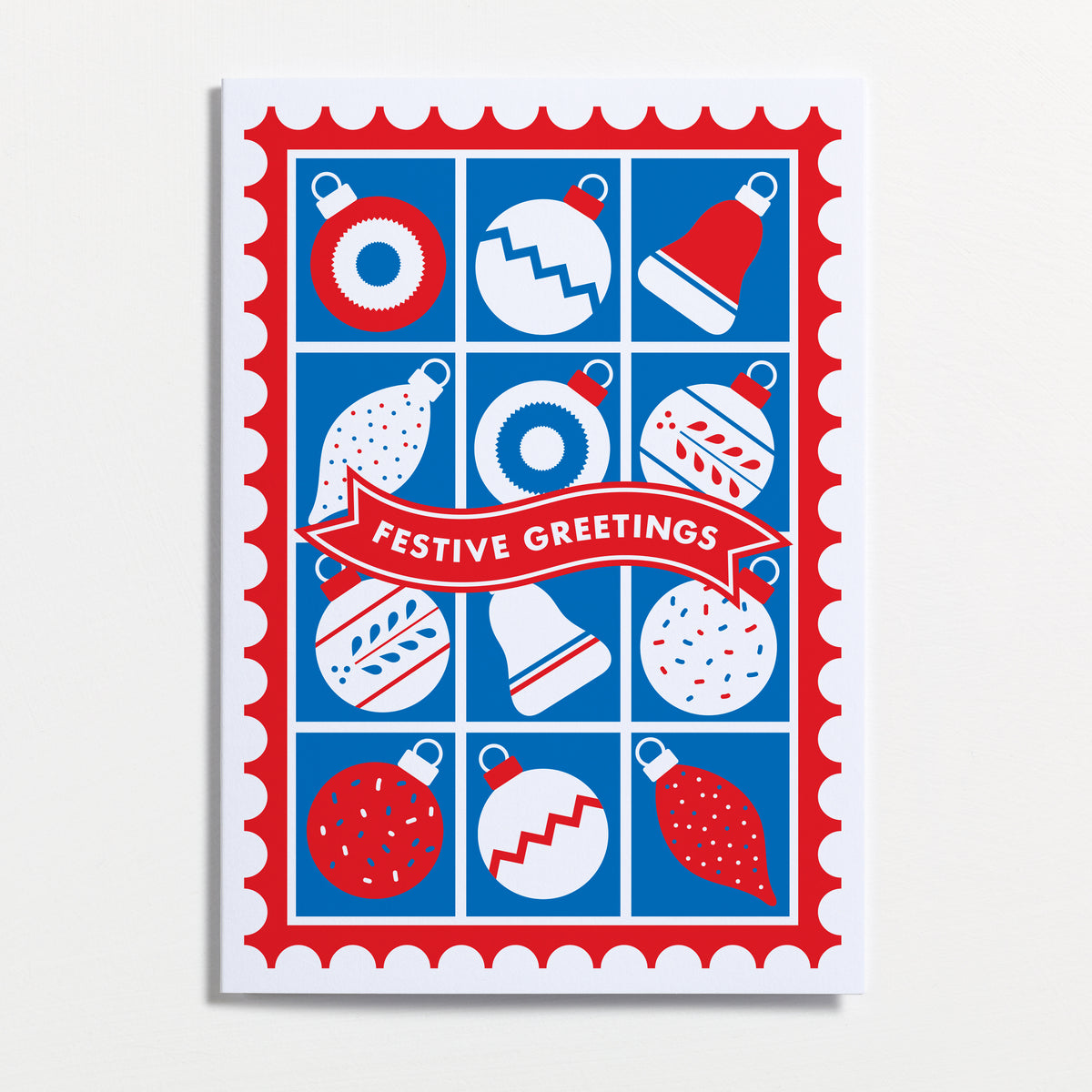 Festive Greetings Baubles Typographic Card