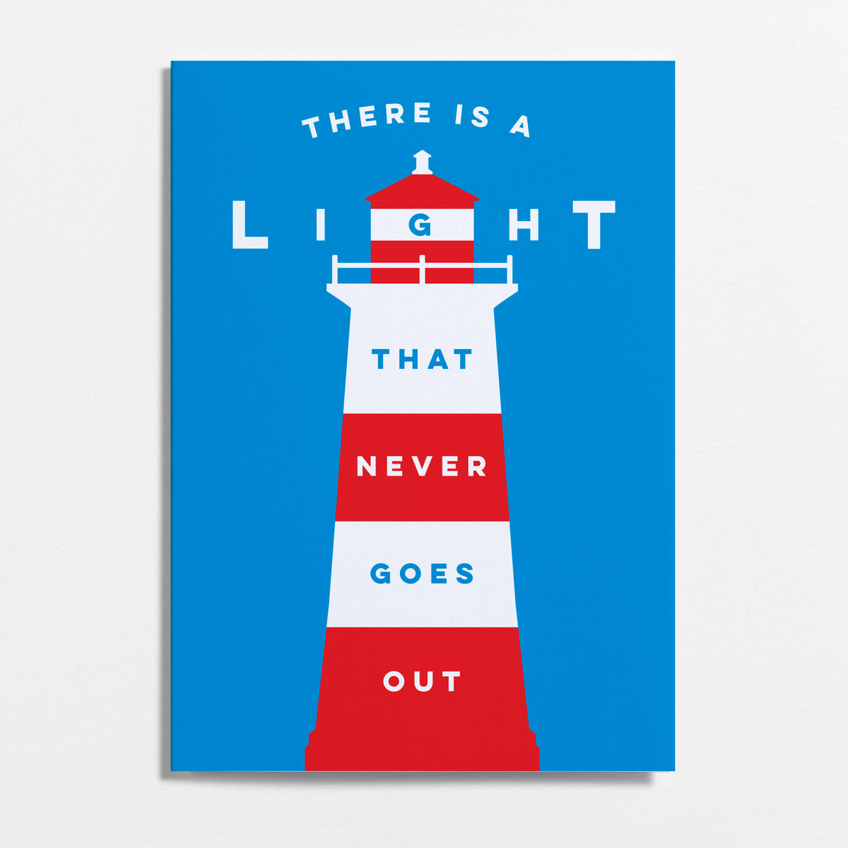 There is a Light Lighthouse Typographic Card