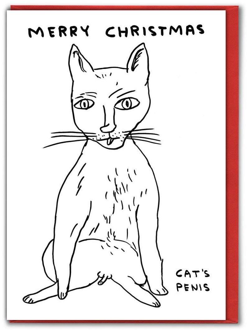 Cat Penis David Shrigley Christmas Card - Penny Black
