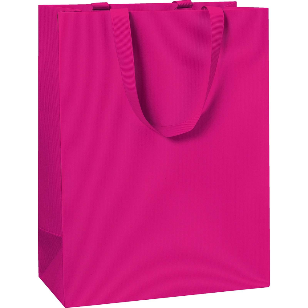 Cerise Pink Large Plain Colour Gift Bag measuring 23x13x30cm with matching ribbon handles