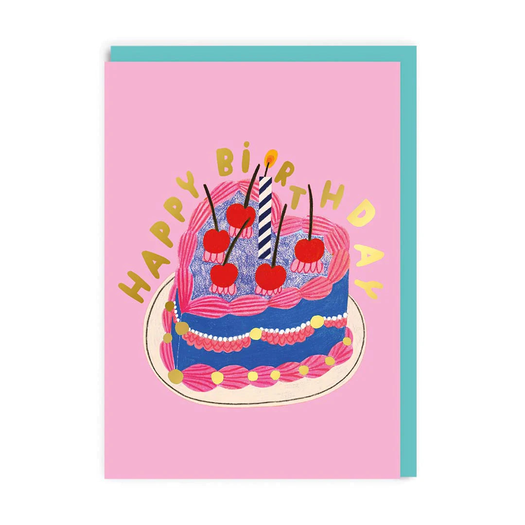 Heart Cherry Gateaux Birthday Card