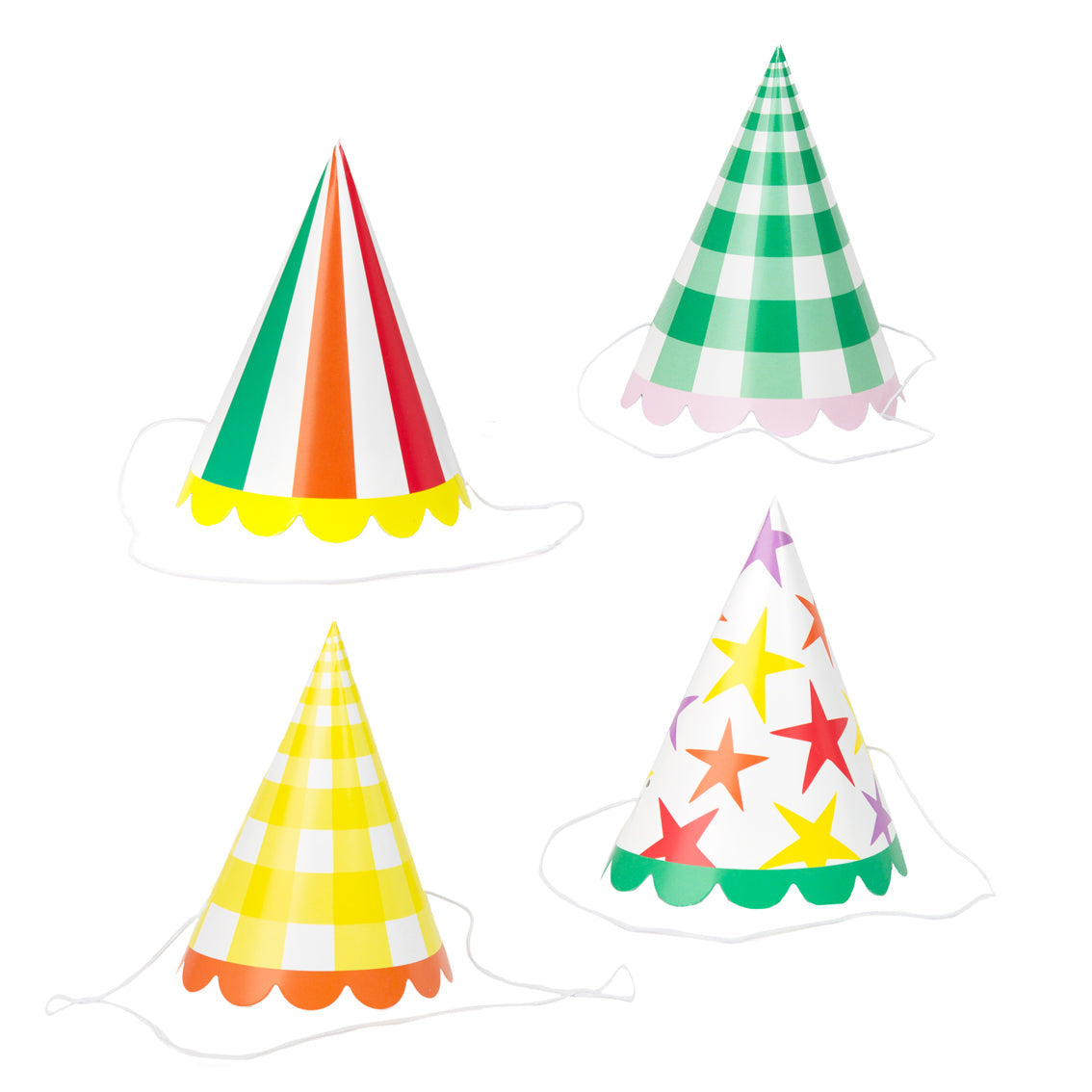 Multi-colour Paper Party Hats 8pk