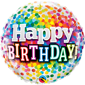 Rainbow Confetti Happy Birthday 18" Foil Balloon - Penny Black