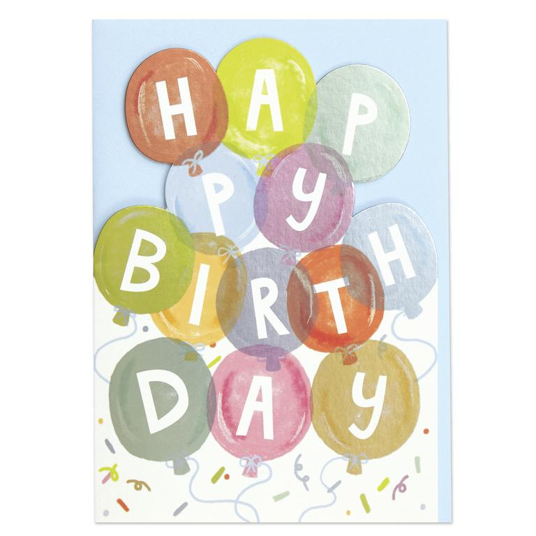 Colourful Balloons Raspberry Blossom Birthday Card - Penny Black
