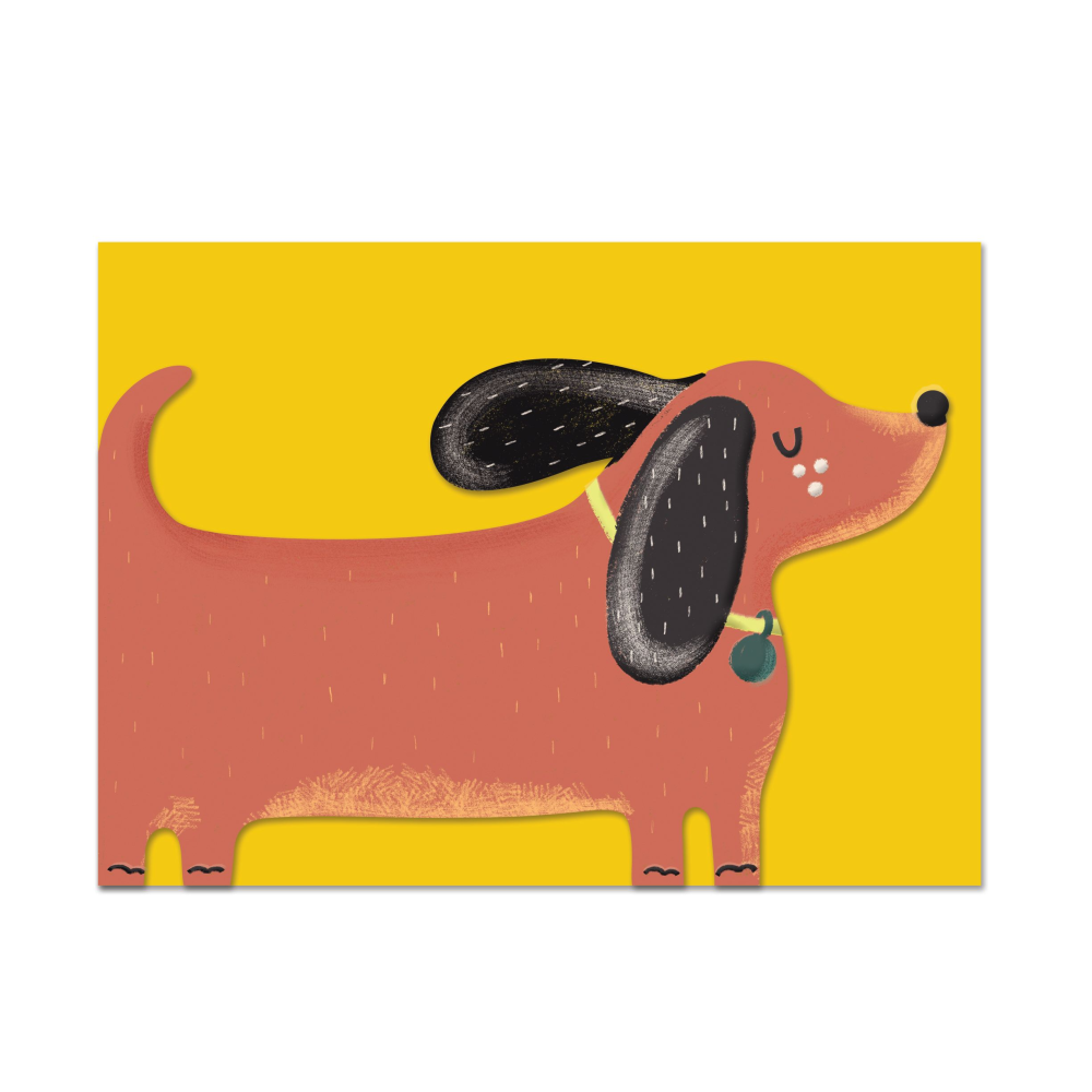 Dachshund Cut Out Raspberry Blossom Card - Penny Black