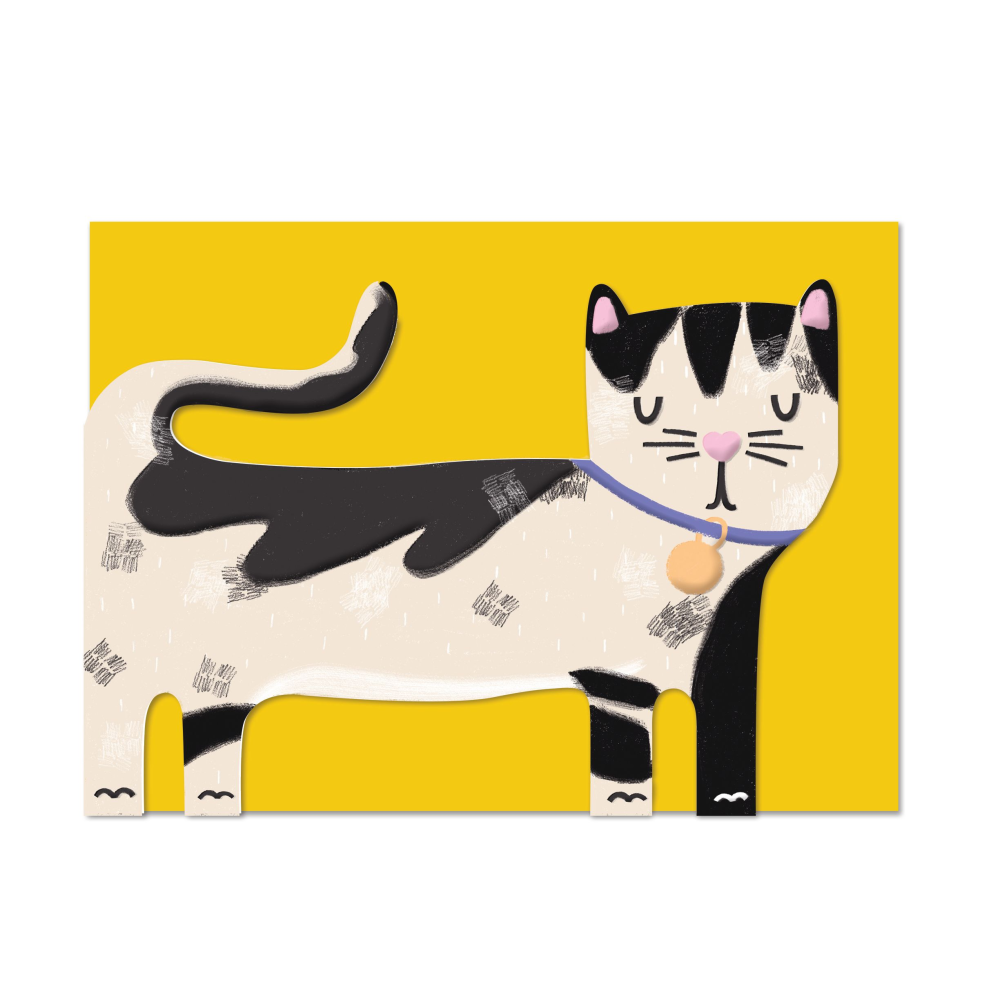 Cute Cat Cut Out Raspberry Blossom Birthday Card - Penny Black