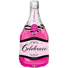 Pink Bubbly Bottle Celebrate Super Shape Foil Balloon - Penny Black