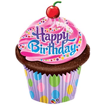 Birthday Cupcake Super Shape Foil Balloon - Penny Black