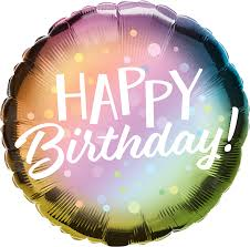 Metallic Ombre Happy Birthday 18" Foil Balloon - Penny Black