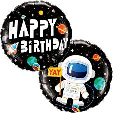 Astronaut In Space Happy Birthday 18" Foil Balloon - Penny Black