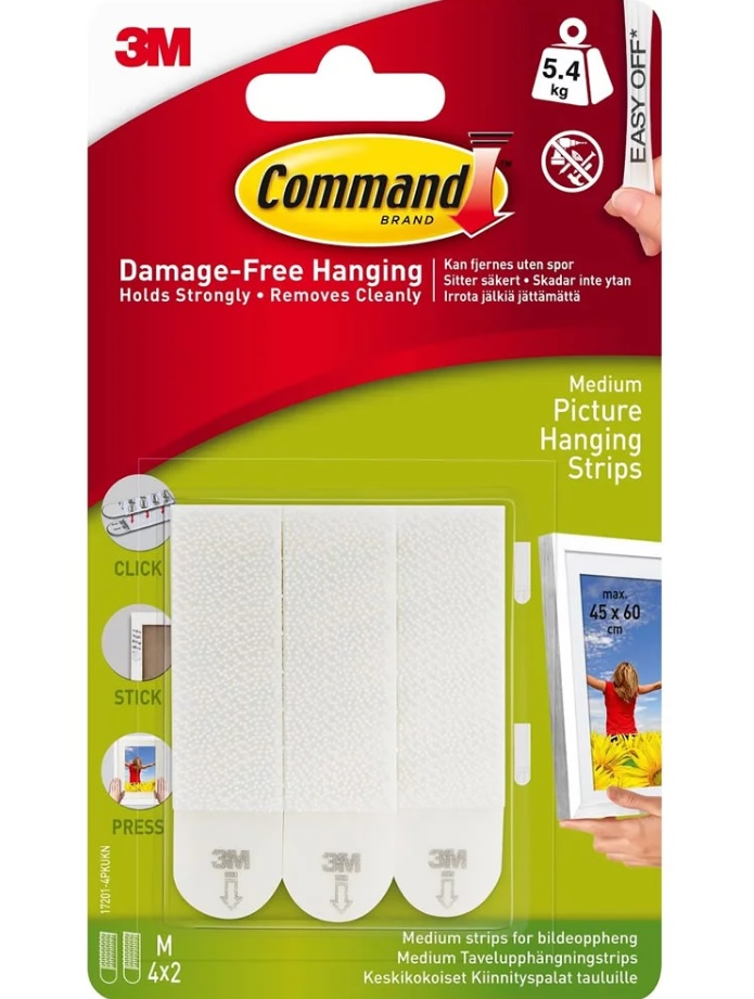 Command Strips Medium 4 Pk - Penny Black