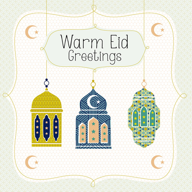 Warm Eid Greetings Lanterns Card - Penny Black