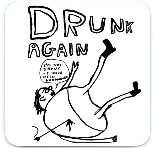 Drunk Again David Shrigley Coaster