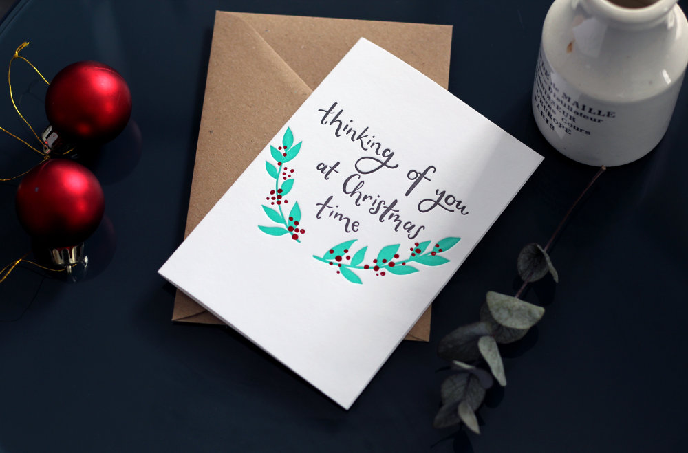 Thinking Of You At Christmas Time Letterpress Card - Penny Black