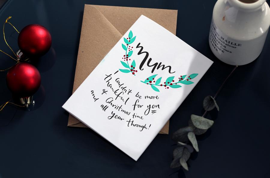 Mum I Couldn't Be More Thankful For You Christmas Letterpress Card - Penny Black