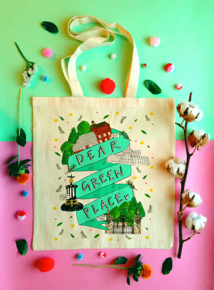 Dear Green Place Glasgow Illustrated Scottish Tote Bag