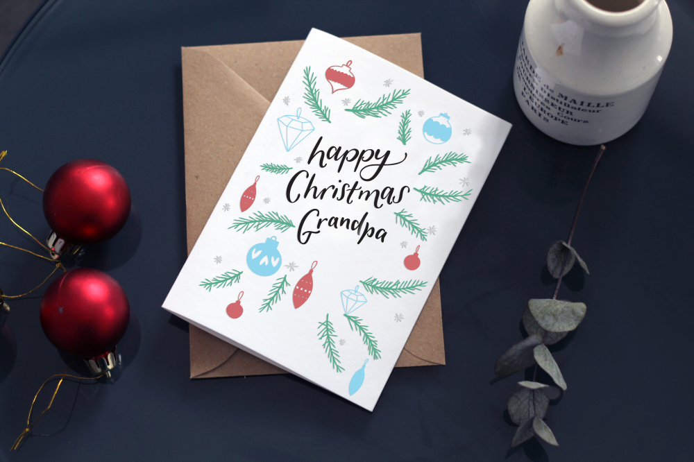 Happy Christmas Grandpa Letterpress Card - Penny Black