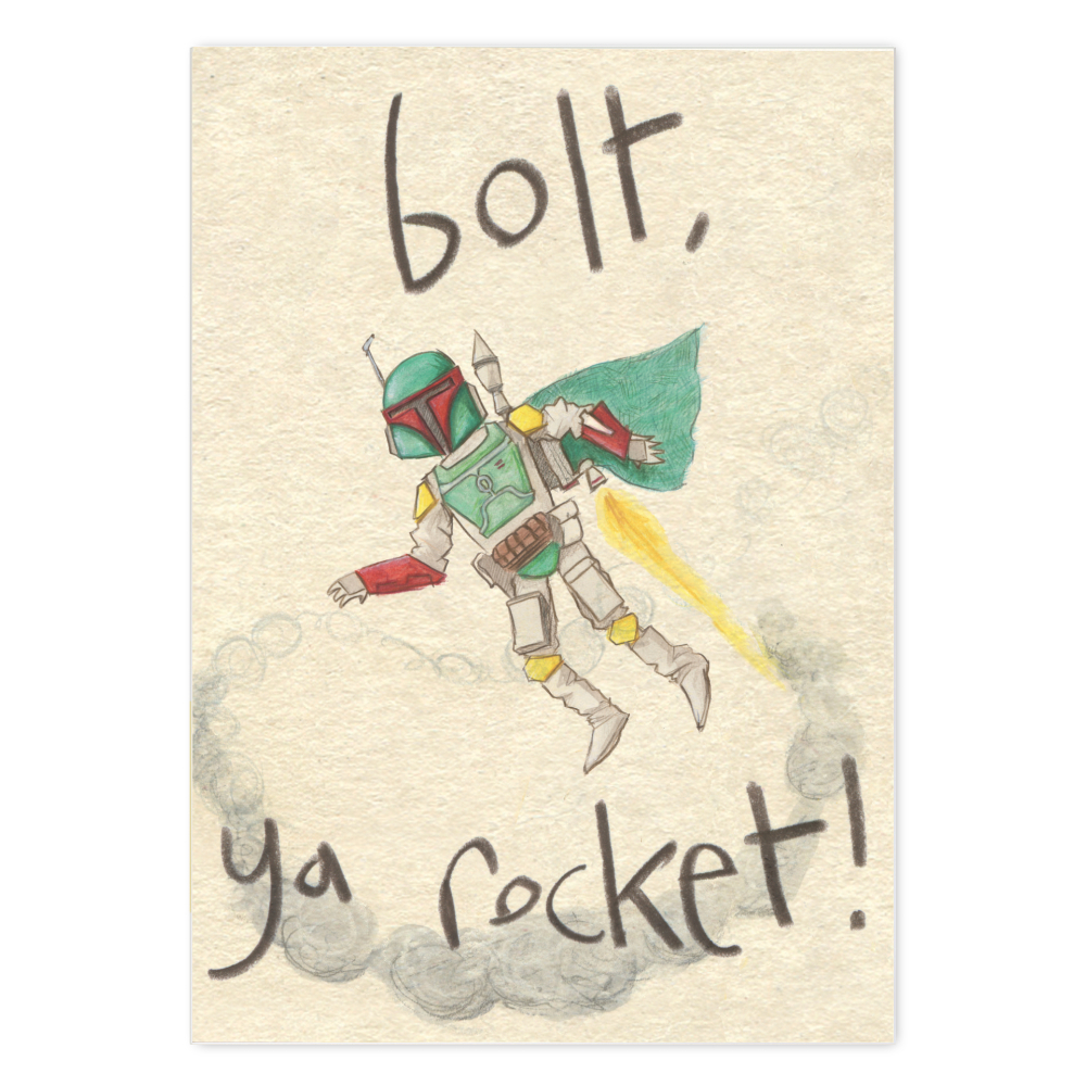Bolt Ya Rocket Illustrated Card - Penny Black