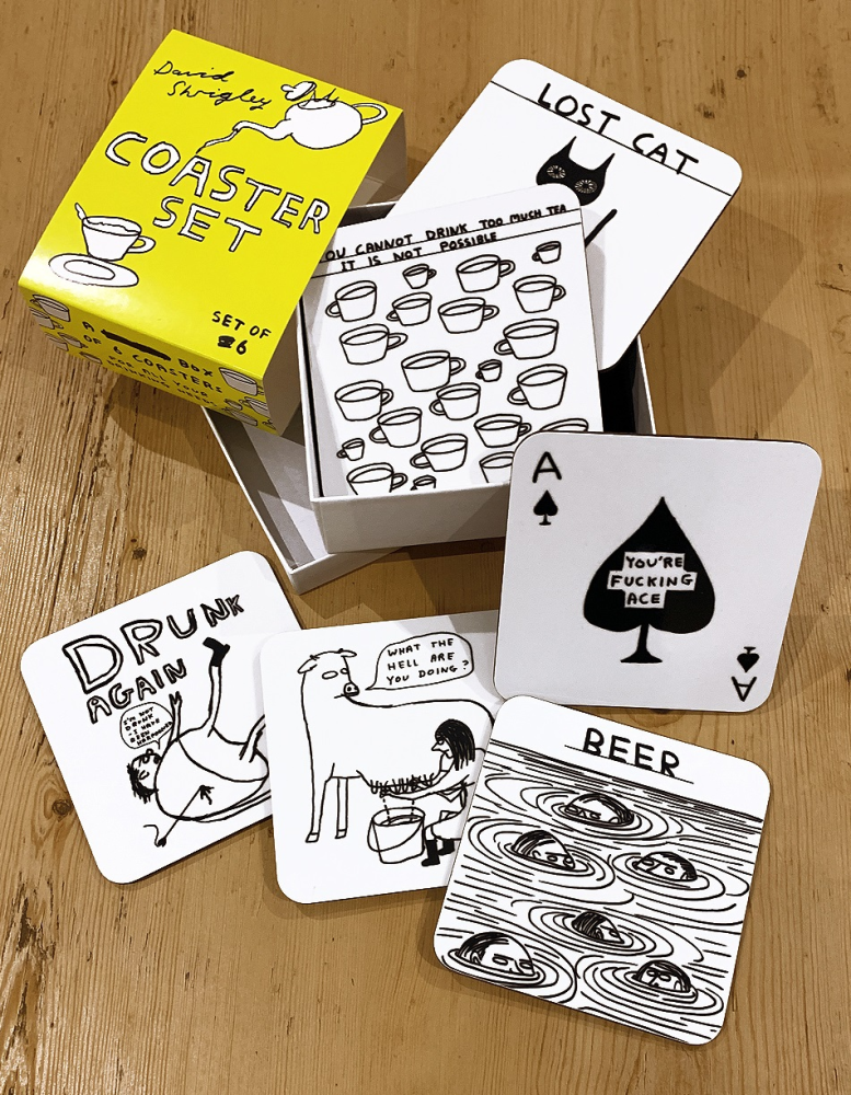 David Shrigley Coaster Gift Box opened by penny black