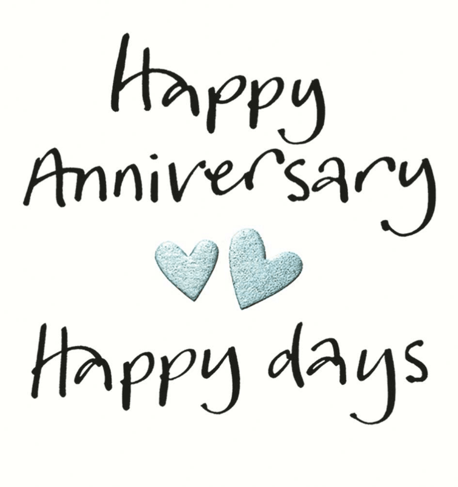Blue Hearts Happy Anniversary Card - Penny Black