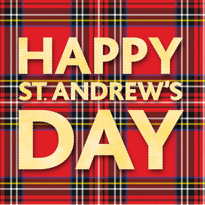 Gold Text St Andrews Day Card - Penny Black