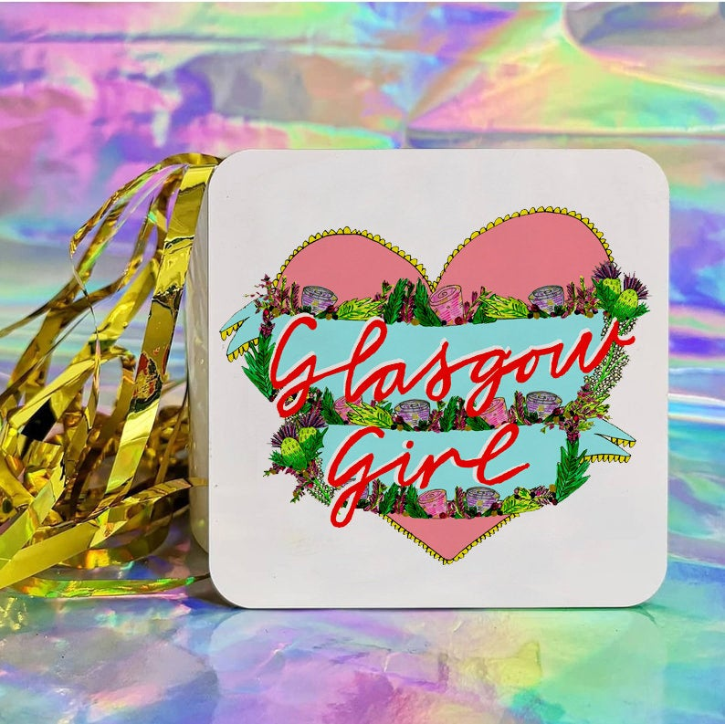 Glasgow Girl Illustrated Scottish Coaster