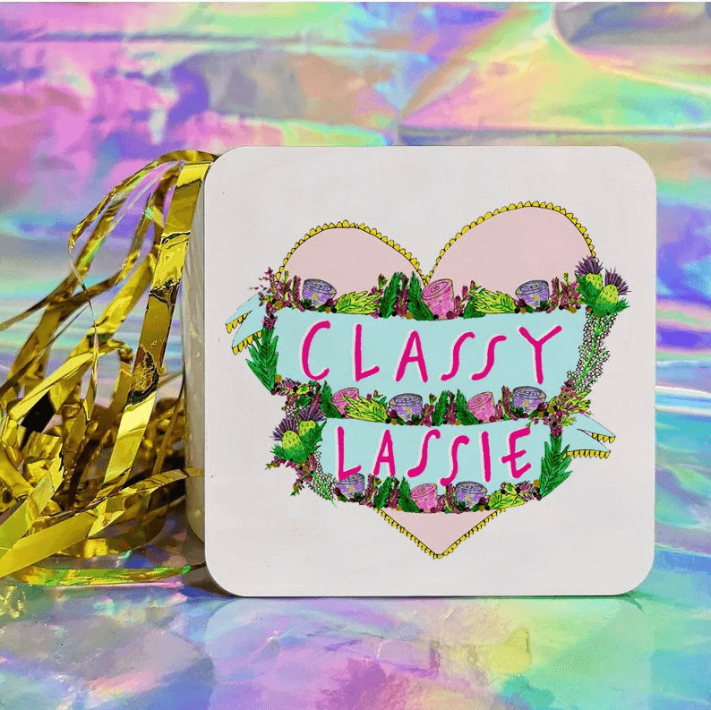 Classy Lassie Illustrated Coaster - Penny Black