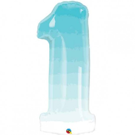 Large 34&quot; Number Foil Balloon number 1 blue ombre - Penny Black
