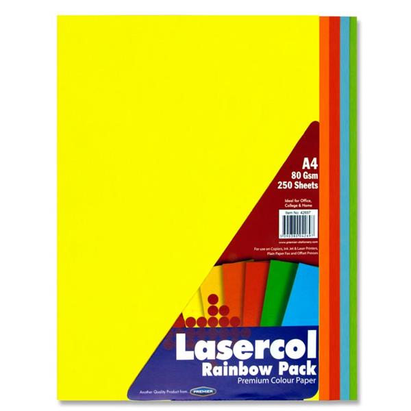 Lasercol A4 Rainbow 80gsm Paper 250 Sheets - Penny Black