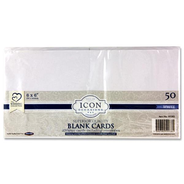 ICON 50 Blank Cards &amp; Envelopes 6&quot; x 6&quot; - Penny Black