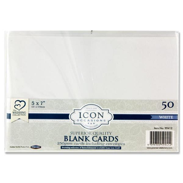 ICON 50 Blank Cards & Envelopes 5" x 7" - Penny Black