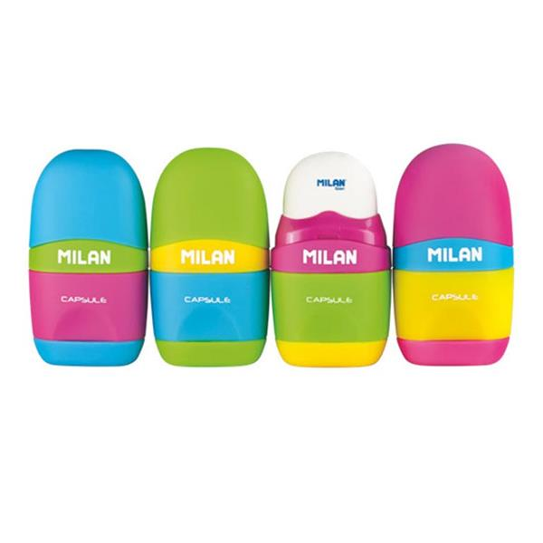 Milan Capsule Eraser & Sharpener Penny Black