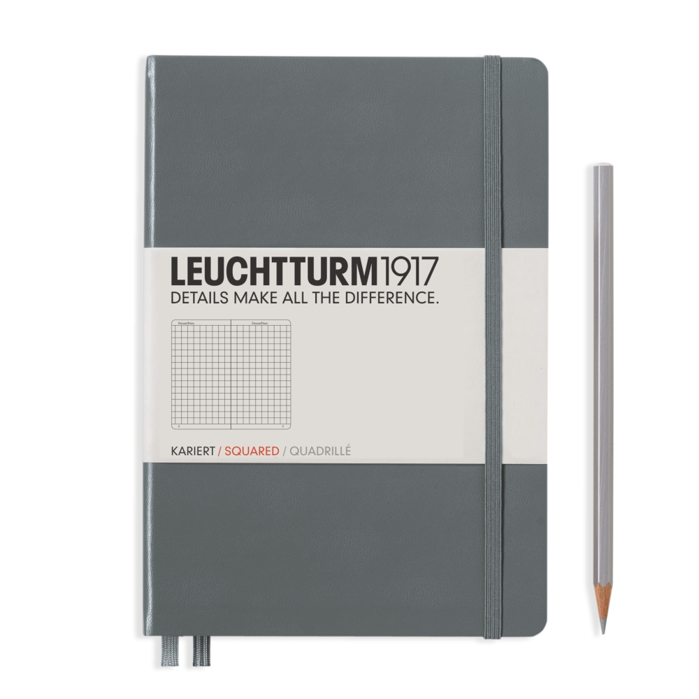 Leuchtturm1917 Notebook A5 Medium Hardcover in anthracite grey with squared ruling - Penny Black