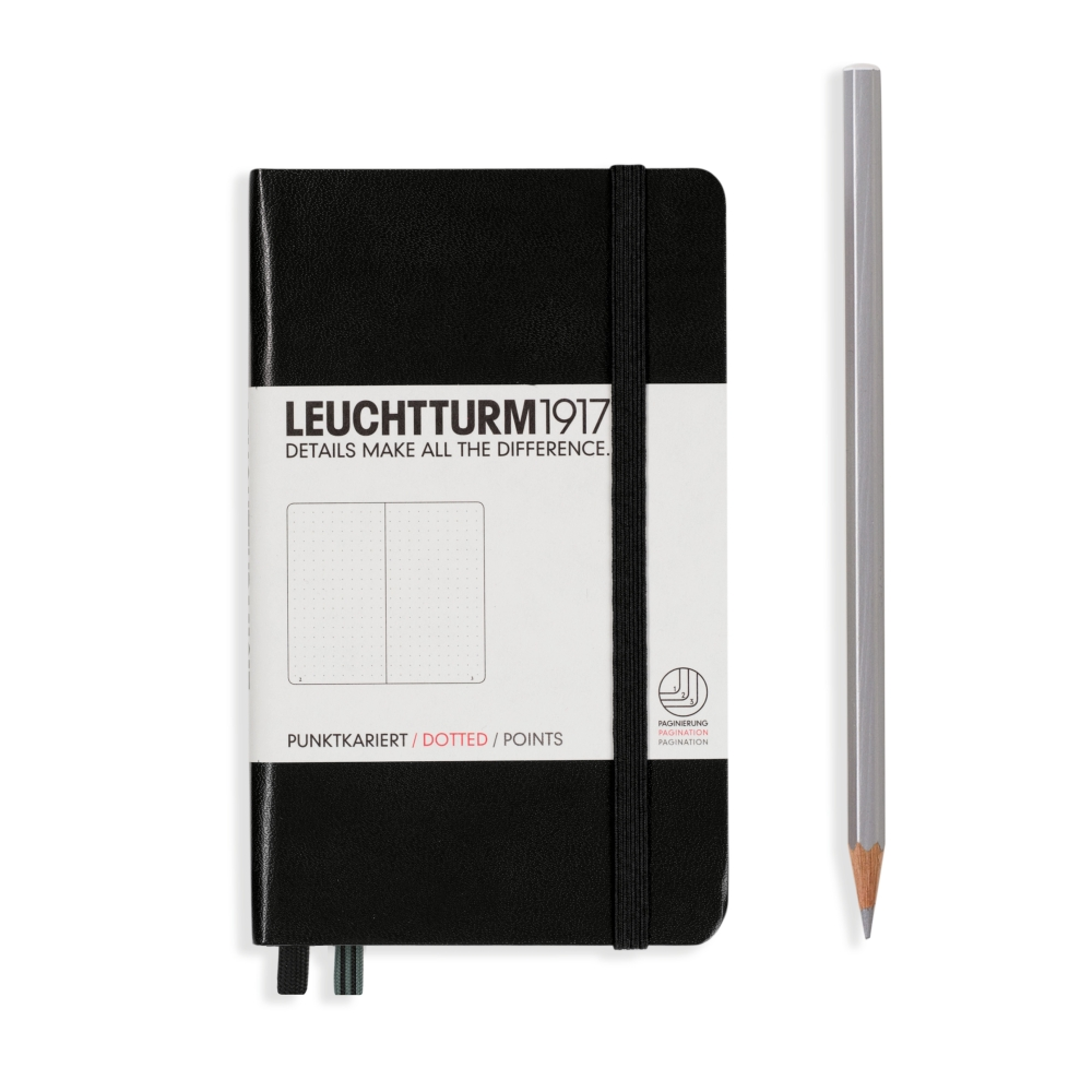 Leuchtturm1917 Notebook A6 Pocket Hardcover in black - Penny Black - plain ruling